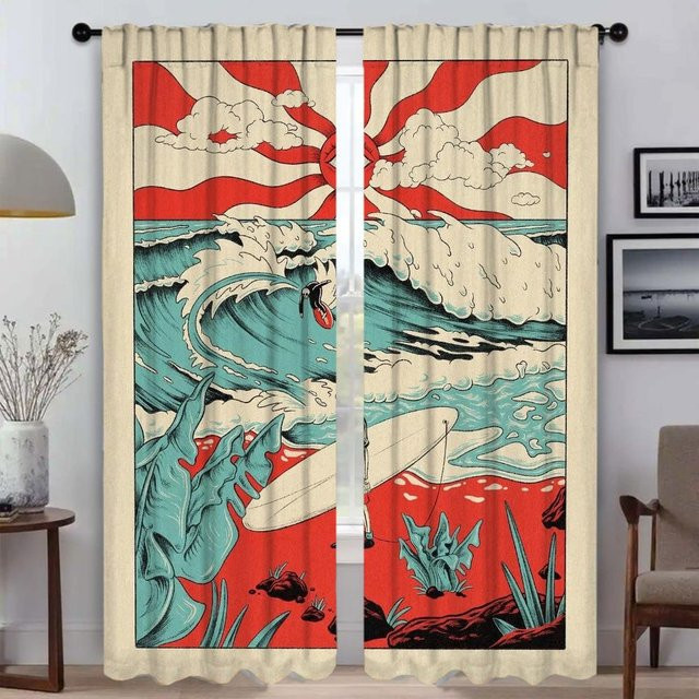 Verdunkelungsvorhänge für Innenräume mit Grafikdesign, 2er-Set, Mehrfarbig, Breite: 50 cm, Höhe: 70 cm - Bild 1