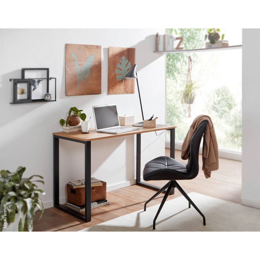 Schreibtisch Wohnling in Eiche Nachbildung und Schwarz, B/H/T: 120 x 76 x 60 cm - Bild 2
