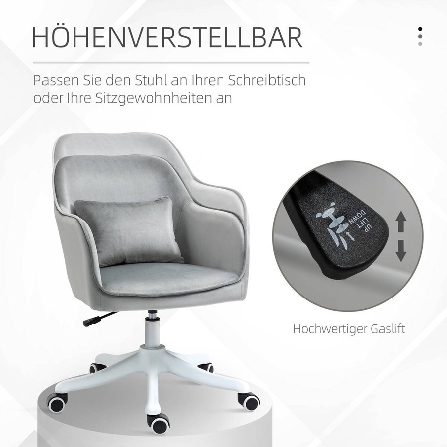 Vinsetto Drehstuhl 921-298V70GY grau modern mit Rollen für Home Office - Bild 2