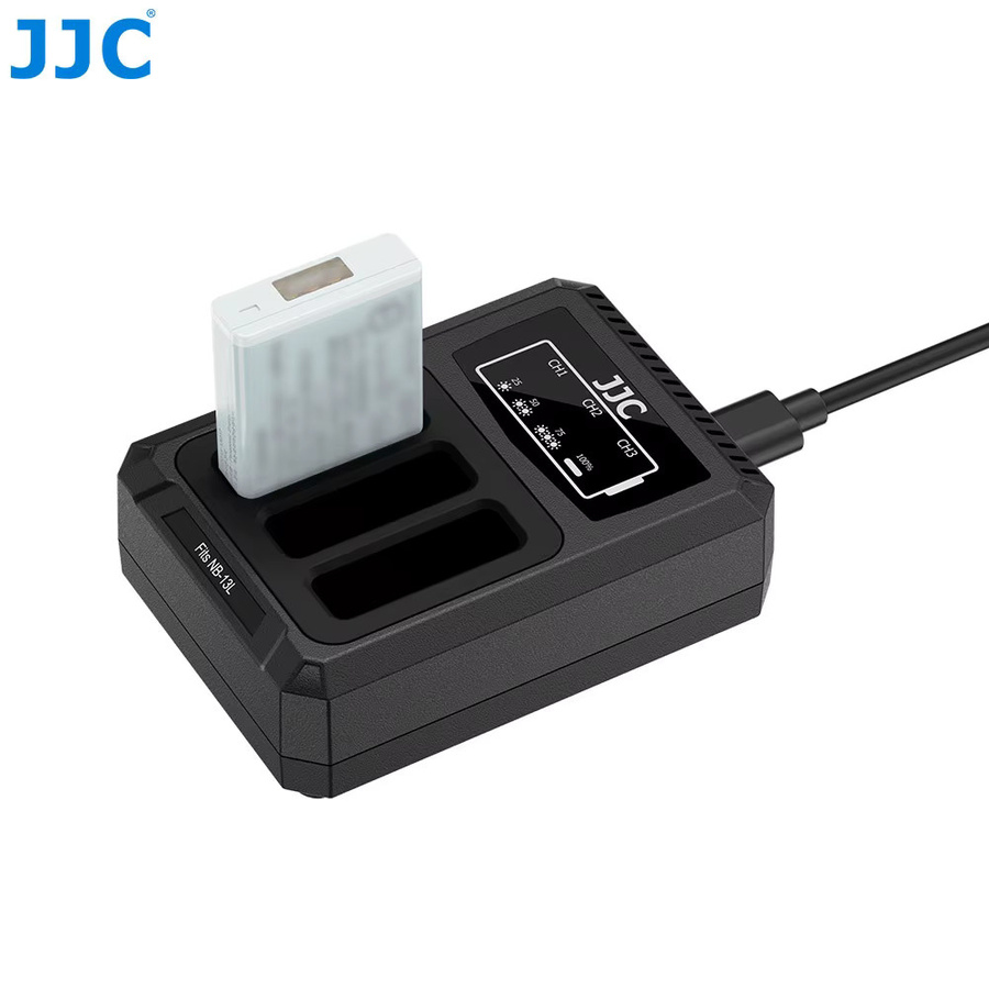 JJC USB Typ-C Kamera-Akkuladegerät für Canon NB-13L Akkus, Schwarz - Bild 7