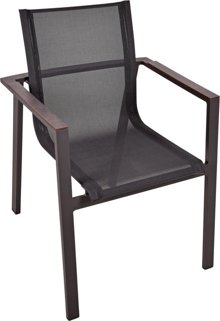 Garden Pleasure Stapelstuhl Sophia 2er Set aus Aluminium und Kunststoff in Anthrazit mit Armlehnen und Textilene-Bezug - Bild 1