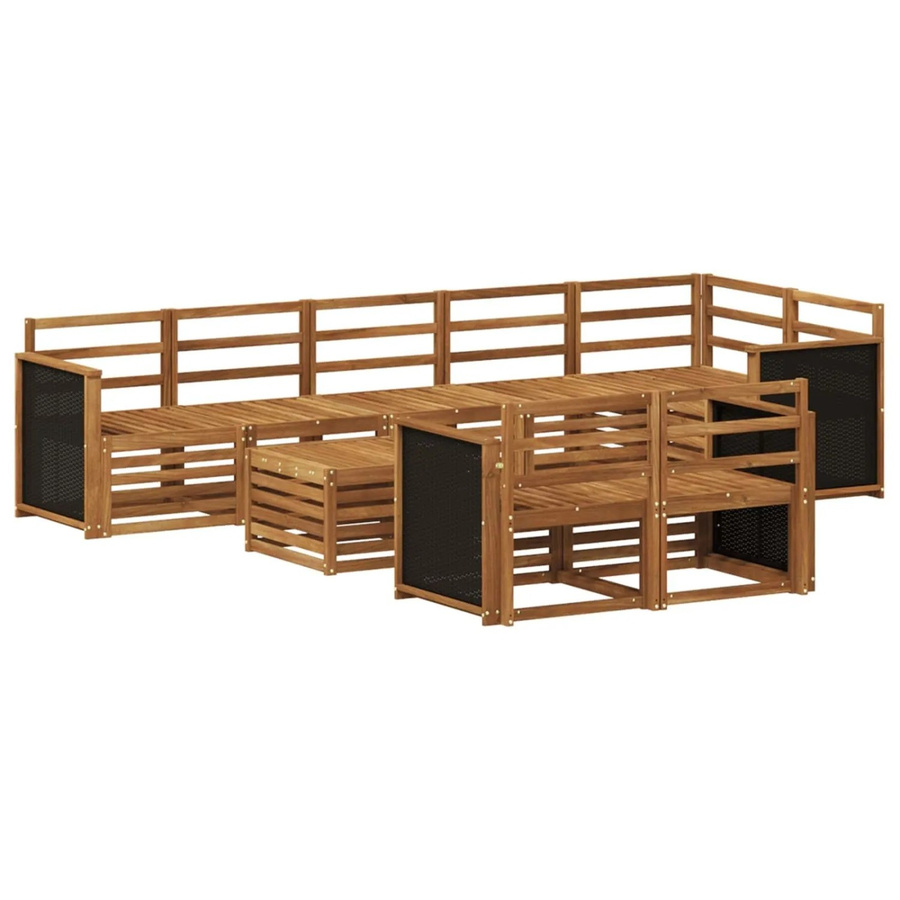 vidaXL Sofagarnitur aus Massivholz Akazie in Braun mit Latten-Design und minimalistischem Stil - Bild 2