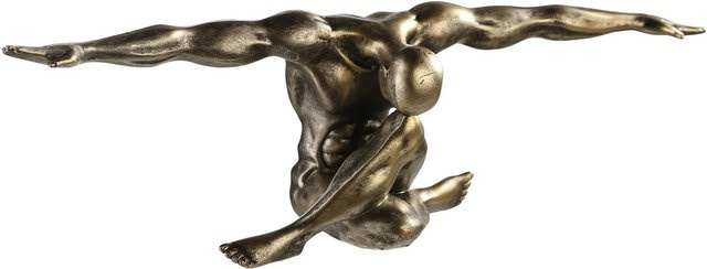 Gilde Skulptur Cliffhanger in Gold und Beige, Höhe: 59,5 cm, Breite: 20 cm, Tiefe: 19 cm - Bild 1
