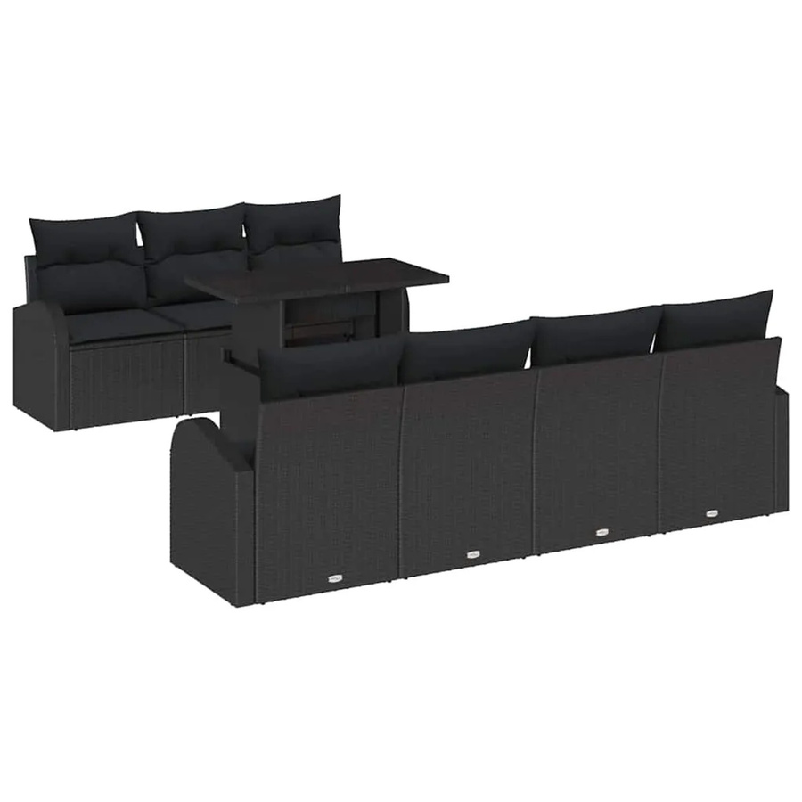 vidaXL Garten-Sofa-Set 8-teilig in Schwarz mit Kissen aus Poly-Rattan und Metallgestell - Bild 2