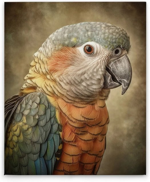 Tadessi Leinwandbild Papagei in Orange und Multicolour, B: 40 cm, H: 50 cm, Querformat - Bild 1