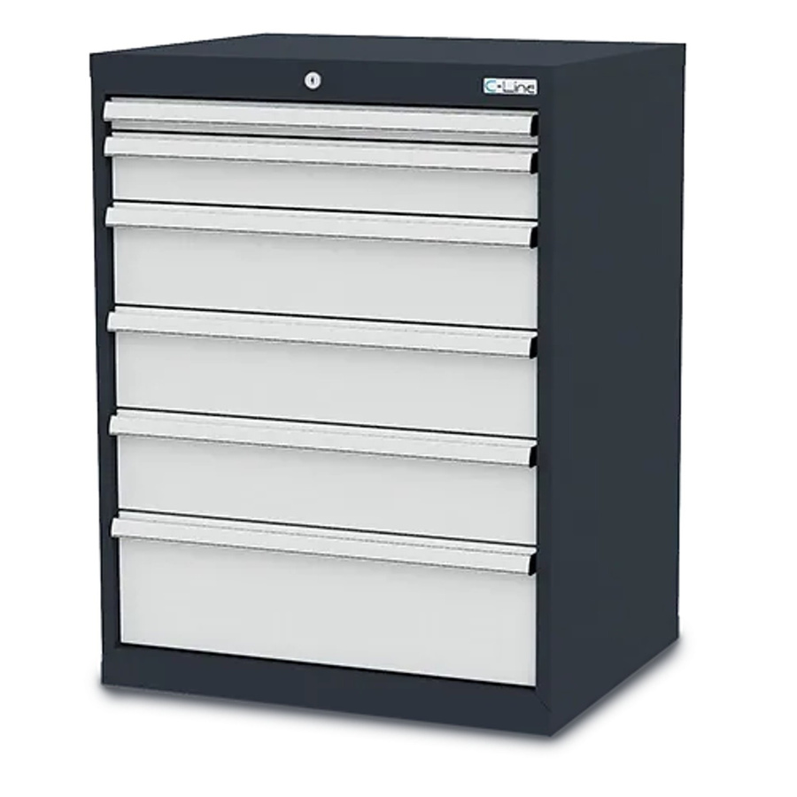 Simplaflex Schubladenschrank aus Stahlblech mit 6 Schubladen in Anthrazitgrau, B/T/H: 70 x 57,5 x 92 cm - Bild 2