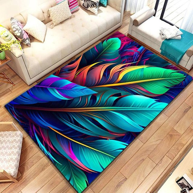 HAISILK MOON Teppich mit tropischem Blattmuster, rutschfest und modern, B/T: 90 x 130 cm, mehrfarbig - Bild 1