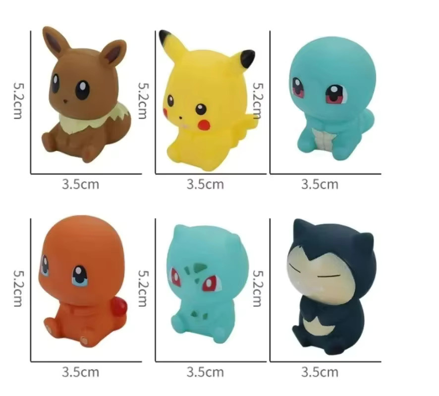 Pokémon Pikachu Bulbasaur Charmander Squirtle Eevee, Bad Puppe, 6-teiliges Set - Bild 2
