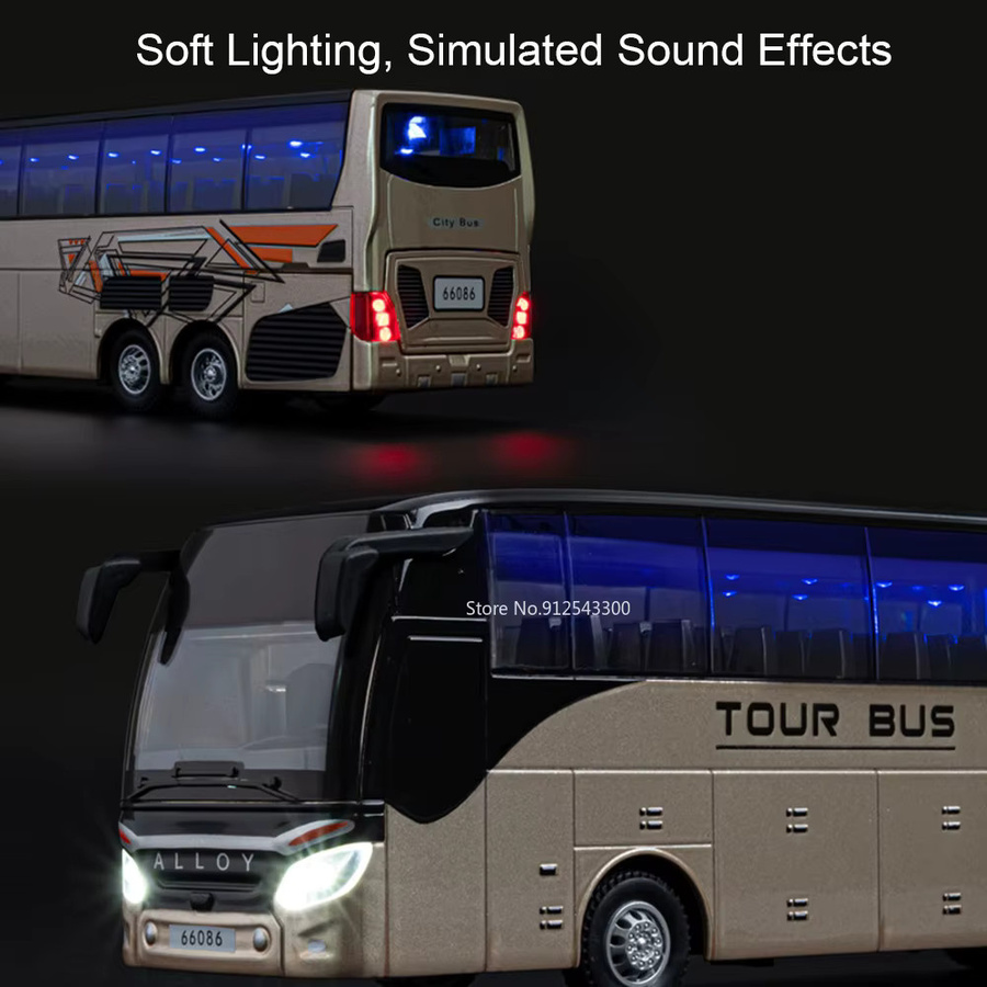 DUFFDUN Business Bus Modell Spielzeugauto, 1:30, Metall, mit Musik und Licht - Bild 2
