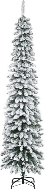 HOMCOM Weihnachtsbaum aus Kunststoff und Metall in Grün und Weiß, Höhe: 210 cm, Breite: 54 cm - Bild 1