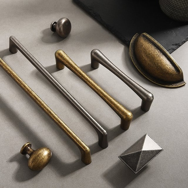 Z·FARIER Möbelgriffe im Vintage-Stil, antike Nickel-Optik und Kupferbraun, minimalistische Türgriffe für Schränke und Schubladen - Bild 1