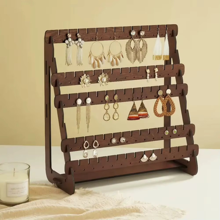 Schmuck-Aufbewahrungsorganizer aus Holz als Ohrring-Präsentationsständer in Braun - Bild 6