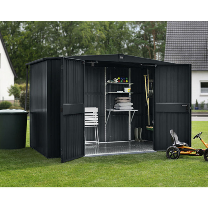 Ecostar Gerätehaus Trend-S aus Metall in Grau mit Doppeldoor und Giebeldach, B/H/T: 302,8 x 219,4 x 238 cm - Bild 3