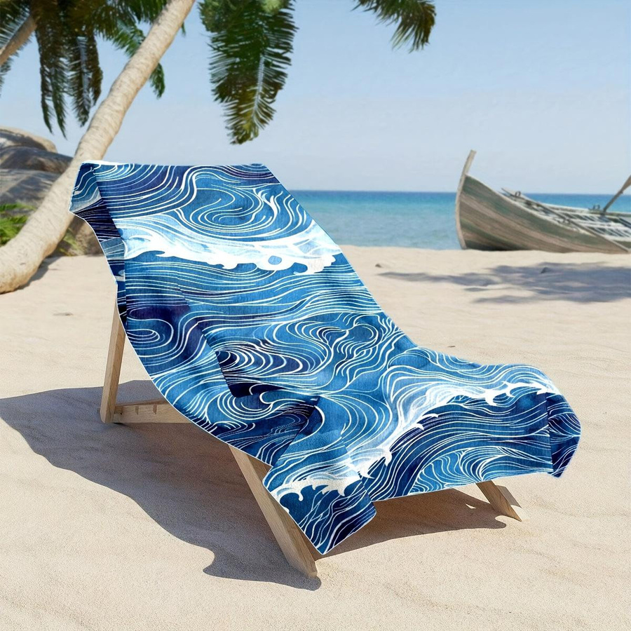 Creative Man Strandtuch Japanischer Stil Ozeanwelle Blau, B: 30 cm, H: 60 cm - Bild 2