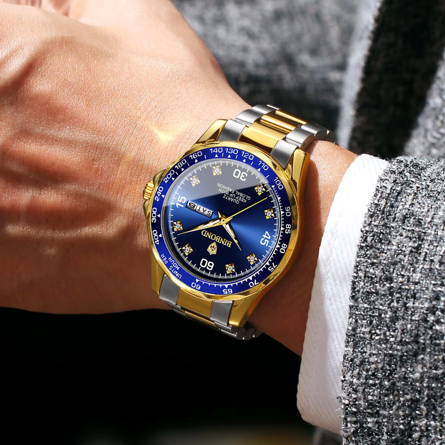BINBOND Armbanduhr Quarz, Edelstahl, Blau, Herren - Bild 4