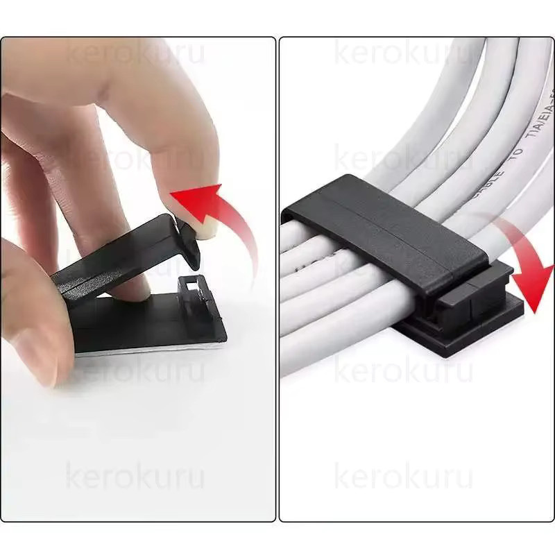 Selbstklebende Kabelmanagement-Clips von kerokuru als Kabel-Organizer und Kabelhalter für Ethernet/LAN-Kabel in Schwarz oder Weiß - Bild 2