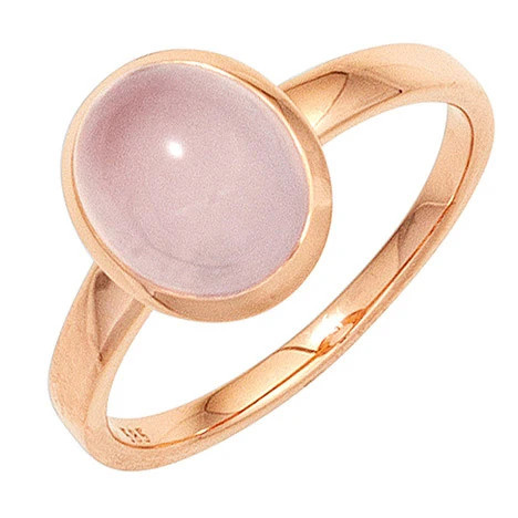 Colfem Ring 585 Rotgold, Rosenquarz Cabochon, Damen, Größe 52 - Bild 1