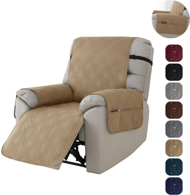 WANERQU Klassischer Sesselbezug in Beige mit elastischem Riemen als Möbelschutz für Sessel und Sofas - Bild 1