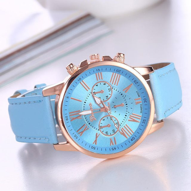 Aloisia Geneva Damen-Quarzuhr mit hellblauem Lederarmband - Bild 1