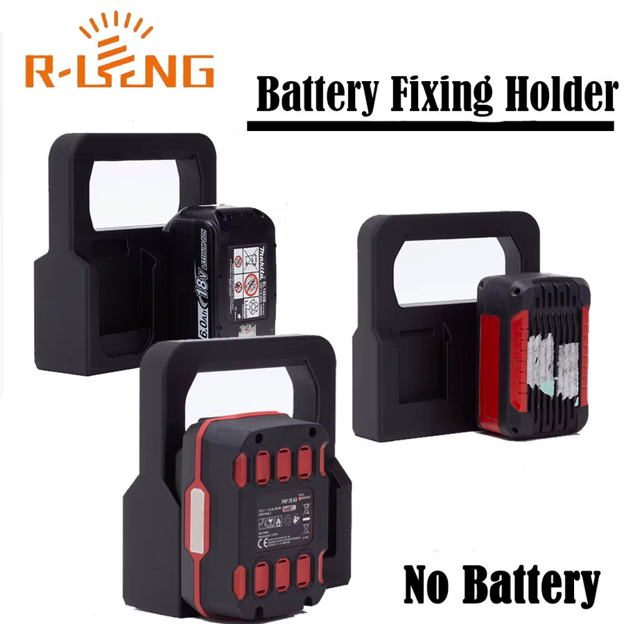 Tragbarer Batterie-Halterung-Lagerungskorb für 4 Akkus, passend für Makita, Ozito 18V und Parkside X20V, Farbe: Schwarz - Bild 1