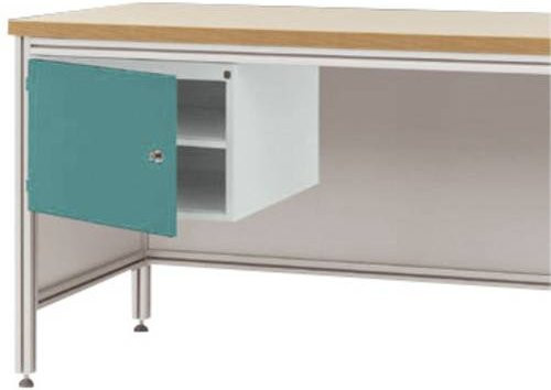 Manuflex Gehäuse-Unterbau ZB4730.5021 für ALU-Arbeitstische, Farbe Blau/Mehrfarbig, Nutzhöhe: 300 mm, für Tischtiefe: 600 mm, Türanschlag rechts - Bild 1