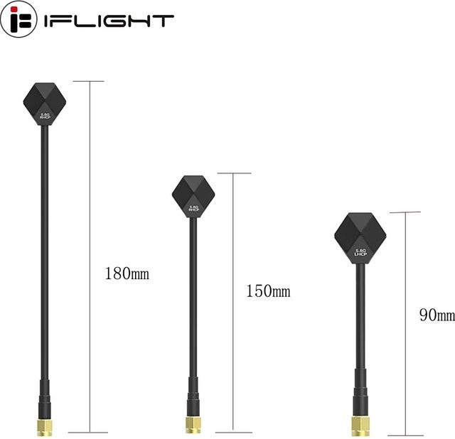 IFlight Albatross V2 5,8 GHz 2,4 dBi Antenne für RC FPV Racing Drone in Schwarz, LHCP RP SMA oder RHCP SMA, Längen: 90 mm, 130 mm oder 180 mm - Bild 1