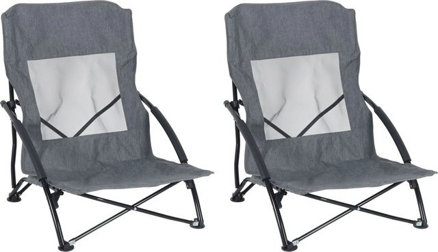 Relaxdays Strandstuhl 2er Set aus Metall und Polyester in Grau, faltbar mit Armlehnen, Höhe: 68 cm, Breite: 54 cm, Tiefe: 50 cm - Bild 1