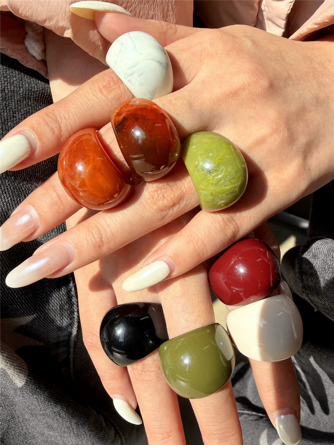 HuanZhi Ringset, Harz, Bunt, Damen - Bild 2