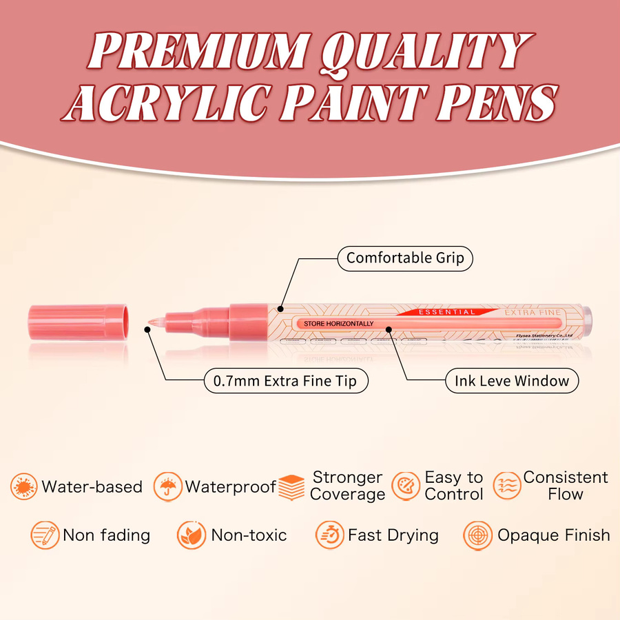 Kolorowys Acryl-Farbstifte Set mit 22 Farben in Grau- und Hauttönen, Pro-Farbserie Marker mit 0,7 mm extra feiner Spitze - Bild 2