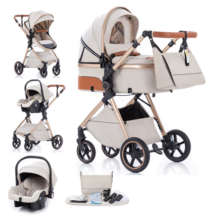 Multifunktionaler 3-in-1 Kinderwagen Hochlandschaft als faltbarer Reise-Buggy in Weiß und Blau - Bild 7