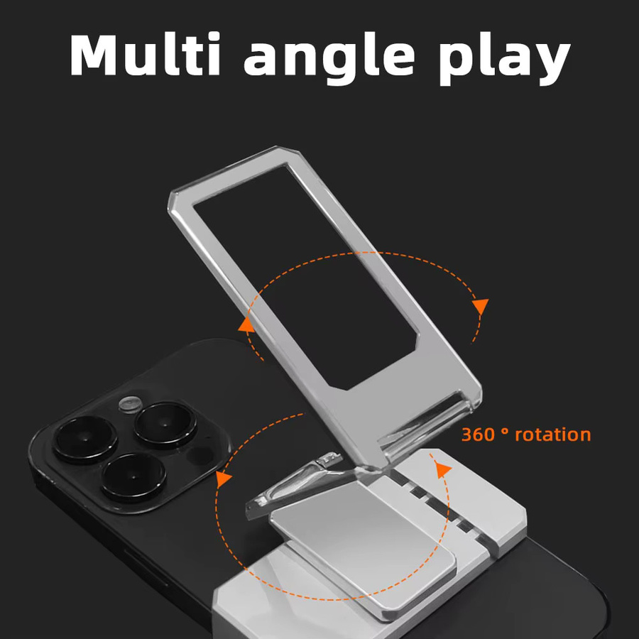 Magnetische Metall-Telefonhalterung mit 360 Grad Drehung und verstellbarem Clip für den Desktop, faltbar und mobil, in Pink oder Silber - Bild 4