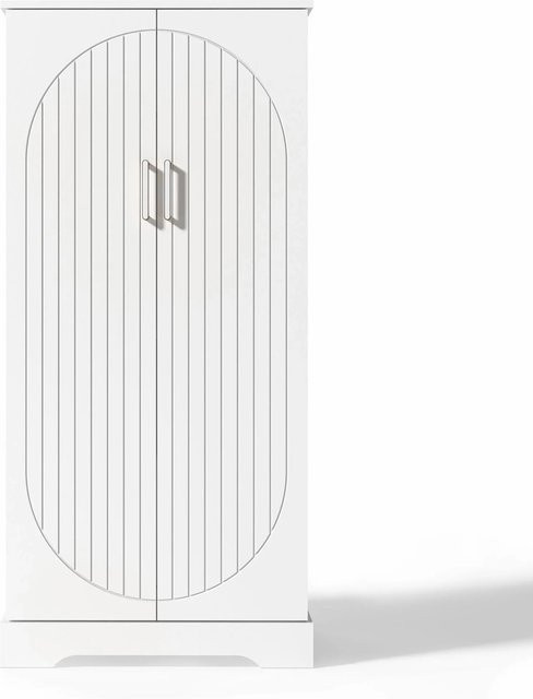 okwish Küchenschrank in Weiß mit LED-Sensorleuchte und Einlegeböden, B/T/H: 60 x 35 x 128 cm - Bild 1
