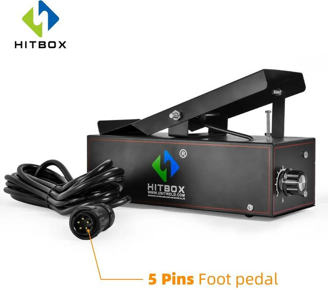 HITBOX 5-poliges Fußpedal für WIG-Schweißen, Verstärker-Steuerpedal in Schwarz, kompatibel mit HBT250P AC/DC und CT-520 Maschinen - Bild 1
