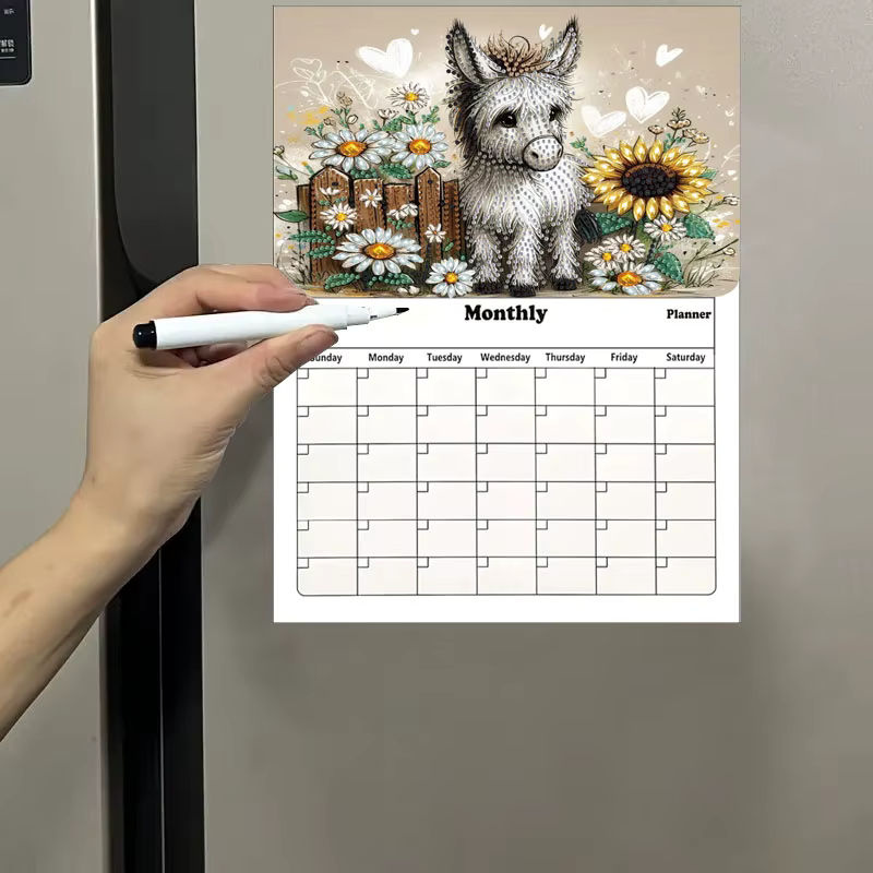 DIY-Diamant-Malset Esel als beschreibbares Whiteboard mit magnetischen Kühlschrankmagneten, mehrfarbig - Bild 3