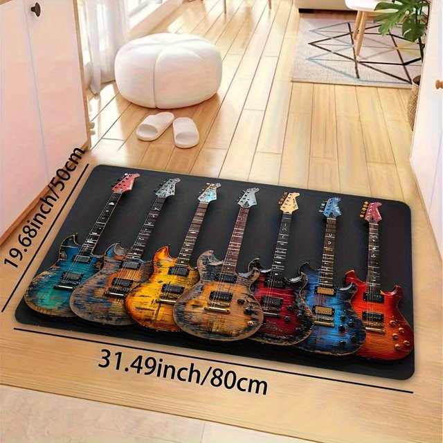 VIKAMA Elektrische Gitarre Teppich Weiche Bodenmatte für Wohnzimmer und Schlafzimmer - Bild 1