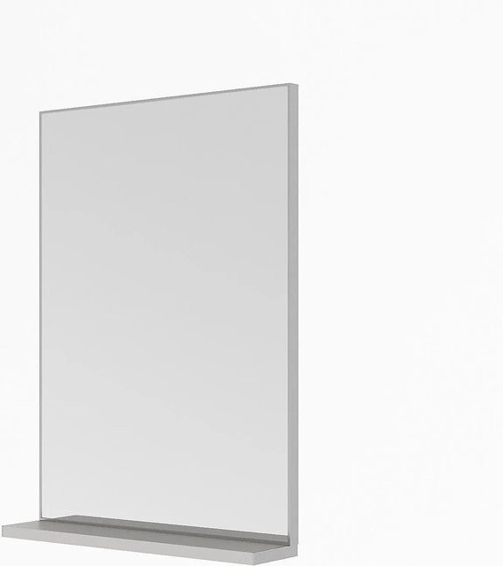 Aquabatos Badspiegel mit Ablage aus Aluminium in Silber matt, Rechteckiger Wandspiegel mit Regal, B/H: 50 x 70 cm - Bild 1