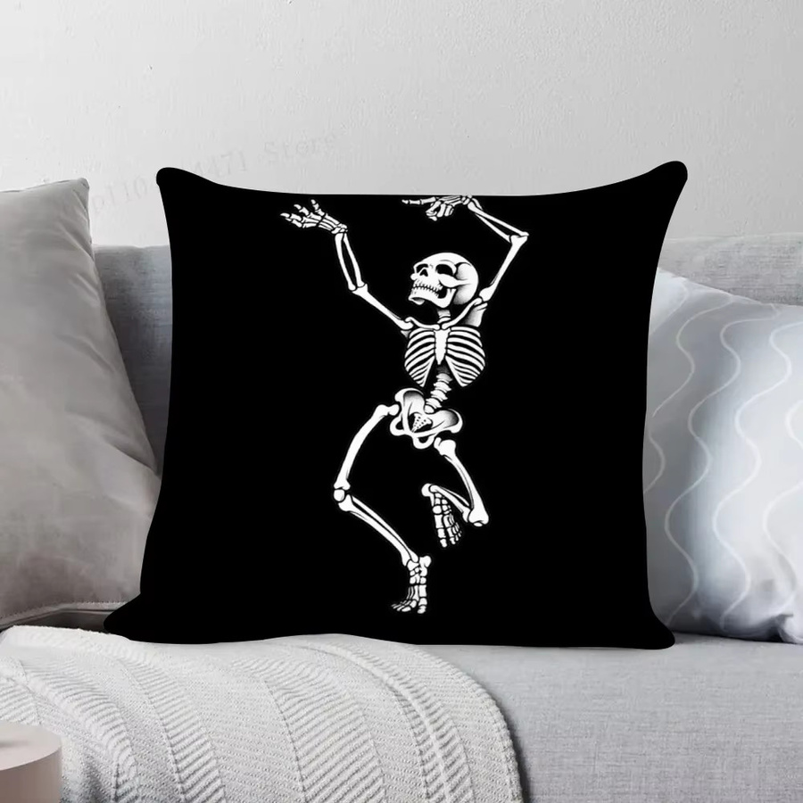 Dekoratives Kissen mit anatomischem Skelett-Motiv in Schwarz, quadratisch, 40 x 40 cm - Bild 6