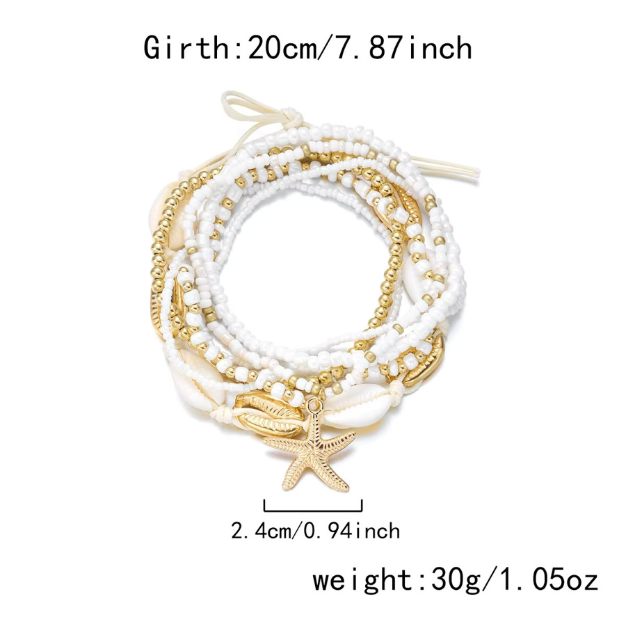Rinhoo Fußkettchen-Set, Seestern-Anhänger, Gold, Perle, Unisex - Bild 4