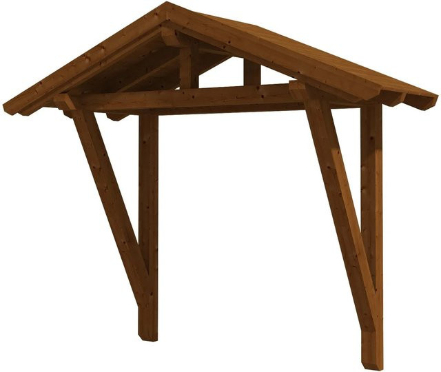 Skan Holz Haustür-Vordach Stralsund 2 aus nordischer Fichte, Farbe Nussbaum braun, B/T: 289 x 116 cm - Bild 2