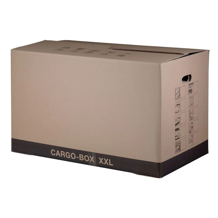 PROREGAL Cargobox XXL Umzugskarton aus Wellpappe in Braun mit Steckboden und Grifflöchern, L x B x H: 75 x 42 x 44 cm - Bild 2