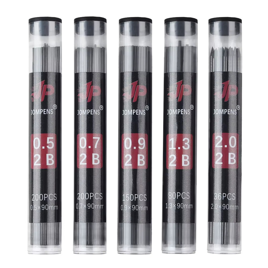 MROOFUL Runde Stiftminen 2B in Schwarz für Druckbleistifte, Großpackung mit 0.5 mm, 0.7 mm, 0.9 mm, 1.3 mm und 2.0 mm zum Zeichnen und Schreiben - Bild 5