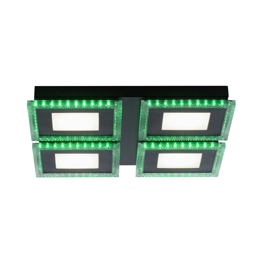 Just Light Acri Deckenleuchte Schwarz mit LED und Fernbedienung, 4-flammig, RGBW Effekt, quadratisch - Bild 2