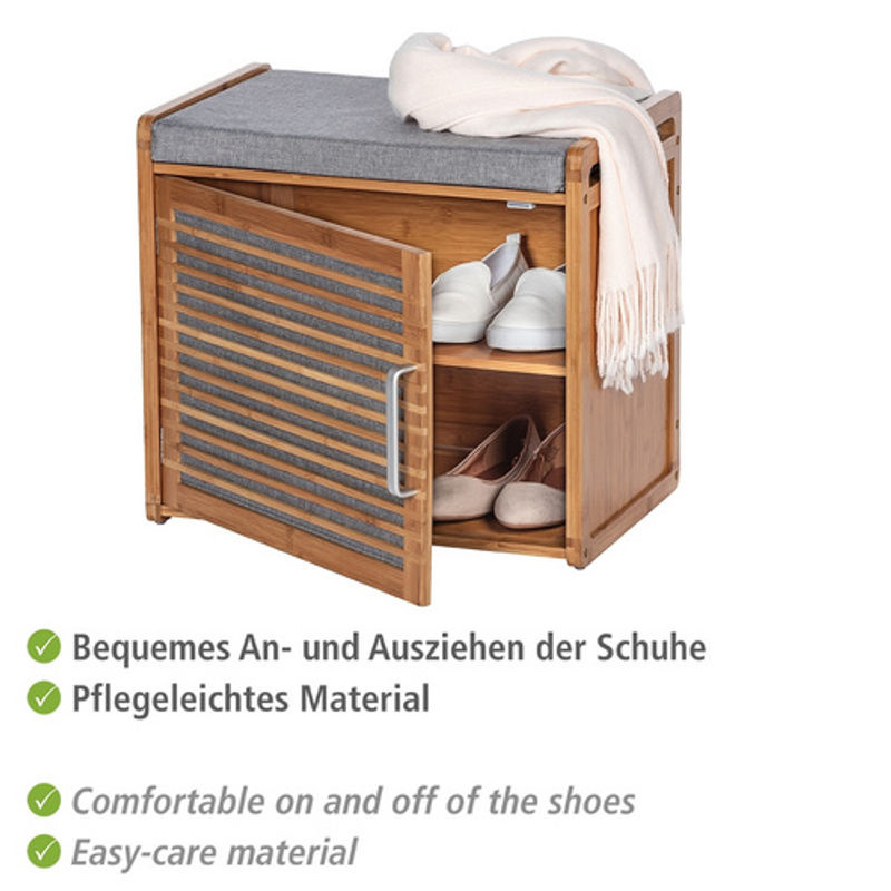 Wenko Schuhschrank Bahari aus Bambus mit integrierter Sitzfläche, Braun, B/H: 50 x 45 cm - Bild 2