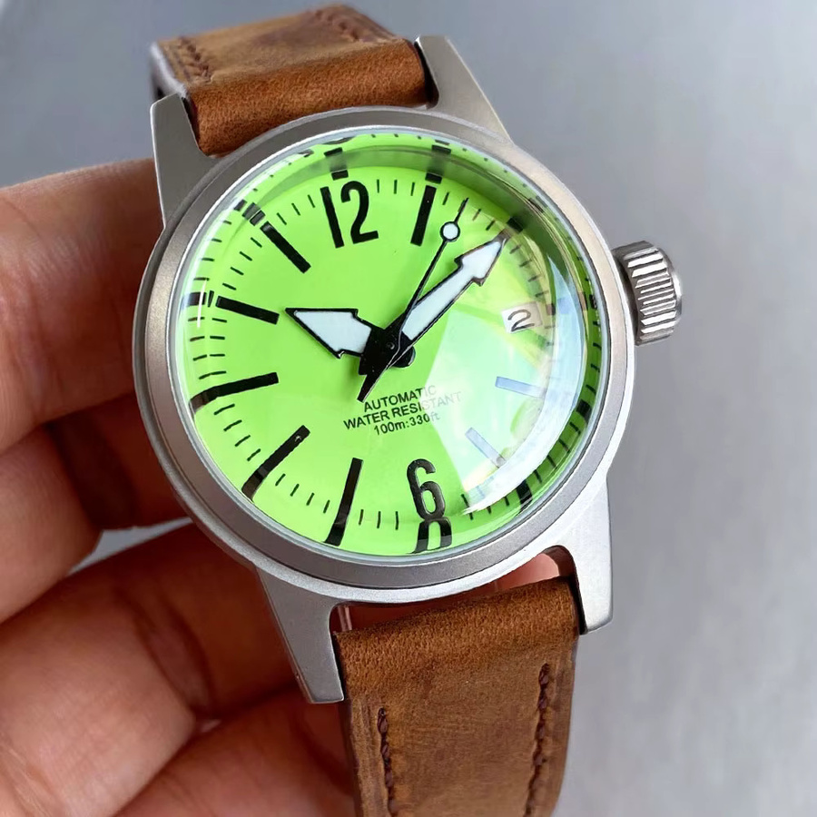 Tandorio Armbanduhr Automatik, Edelstahl, 36 mm, Grün, Leder - Bild 2
