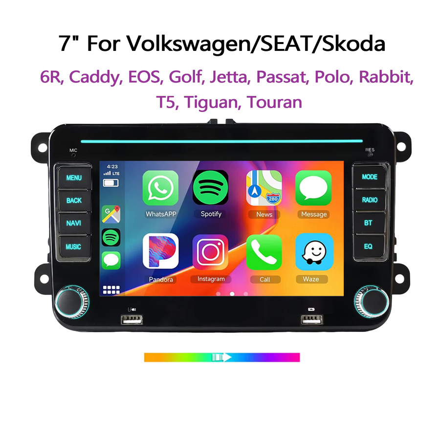 ESSGOO Android 15 Autoradio mit 7 Zoll Display für Seat Skoda VW Golf Passat Polo Touran Tiguan Sharan Caddy EOS T5, Wireless Carplay, Android Auto, GPS, WiFi und Bluetooth, Schwarz - Bild 5