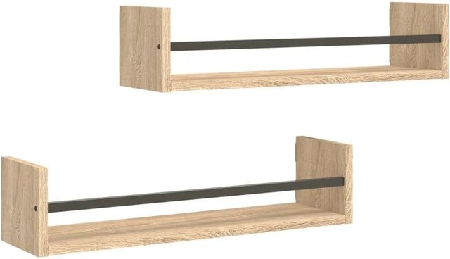 vidaXL Wandregale mit Stangen im 2er-Set, Sonoma-Eiche, B/T/H: 60 x 16 x 14 cm - Bild 1