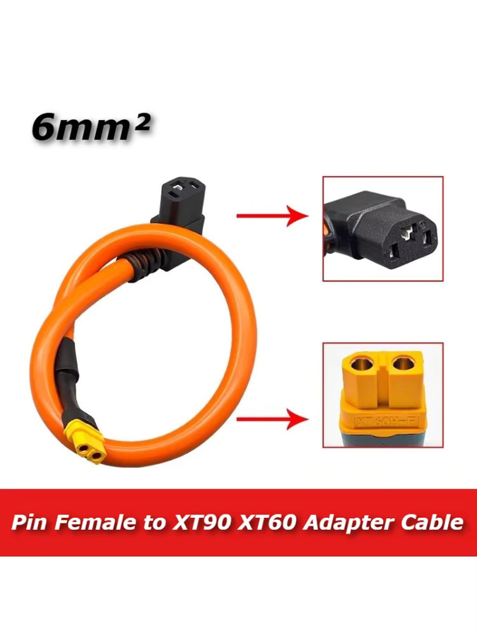 DIVEDEER Hochstrom-Stecker und -Buchse XT60/XT90 auf C13 für Lithium-Batterien, 45A, Orange, 6mm - Bild 4