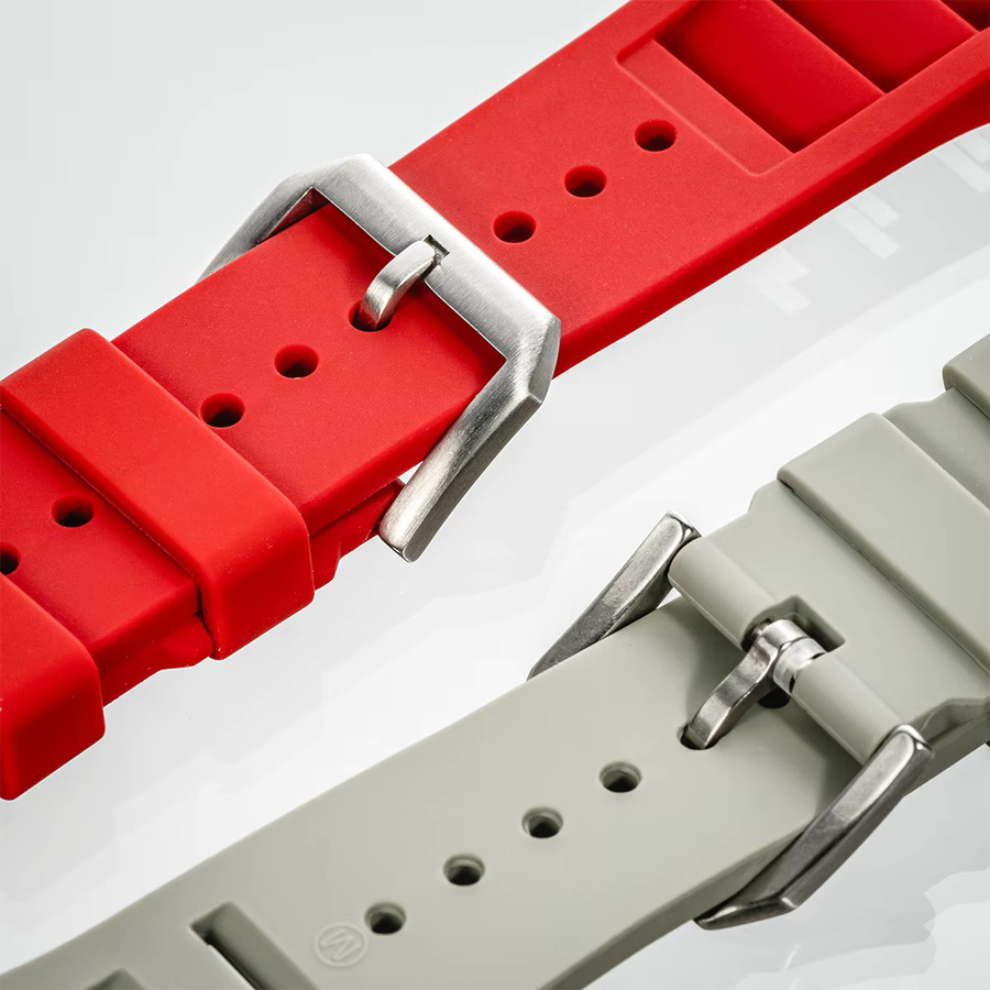 FancyWrist Modifikationsset für Apple Watch mit Edelstahl-Uhrengehäuse und Silikonarmband in Orange - Bild 3