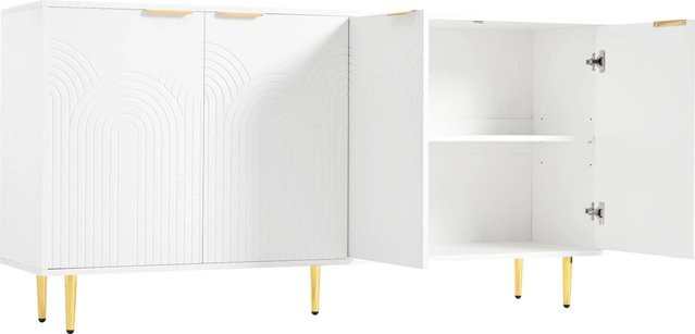 okwish Sideboard modern mit 4 Türen in Weiß, B/T/H: 160 x 40 x 80 cm - Bild 1