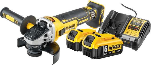 DeWalt DCG405NT-XJ Akku-Flex Starterset in Gelb mit 2x 5,0-Ah Akkus - Bild 1